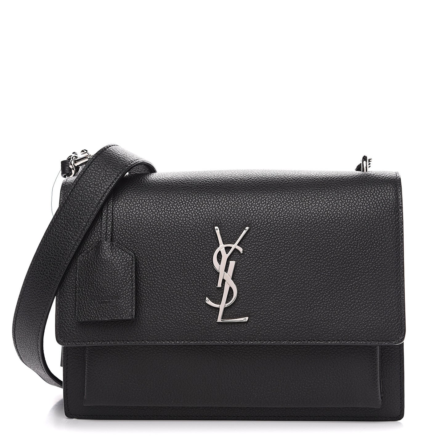 Grained Calfskin Monogram Sunset Satchel Black