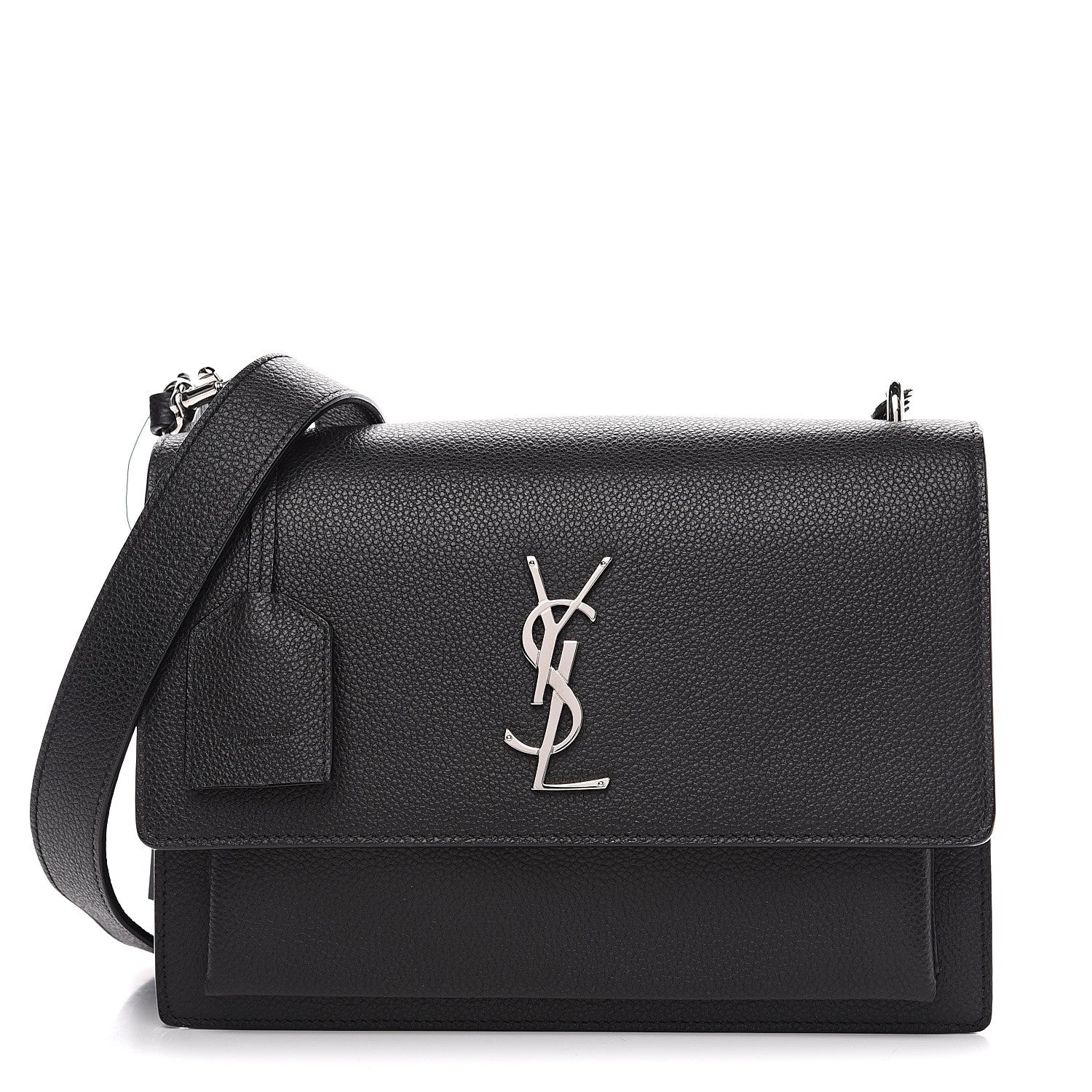 Saint Laurent Grained Calfskin Monogram Sunset Satchel Black 1 of 8
