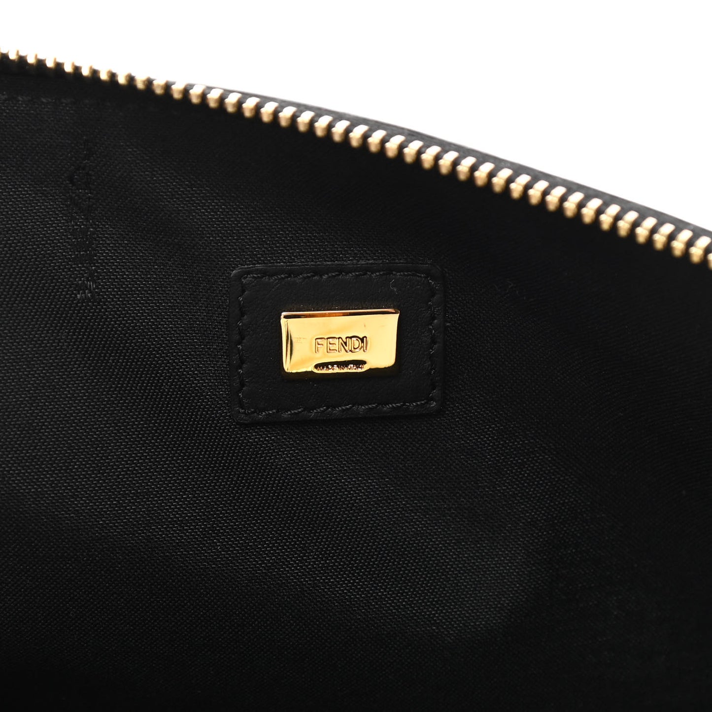 Vitello Fluffy Grace Logo Embossed Large Flat Pouch Rosa Quarzo Black