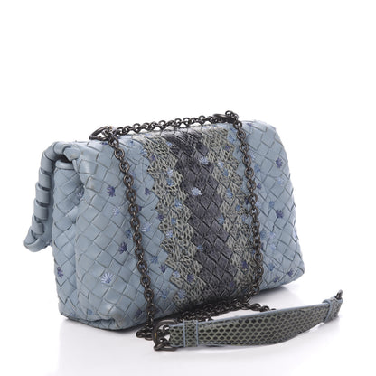 Bottega Veneta Nappa Ayers Embroidered Intrecciato Baby Olimpia Shoulder Bag Arctic 4 of 17