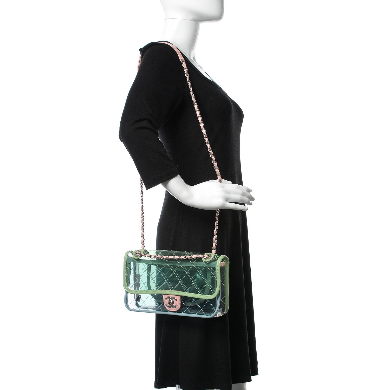 Chanel Lambskin PVC Quilted Medium Coco Splash Flap Blue Green 3 of 10