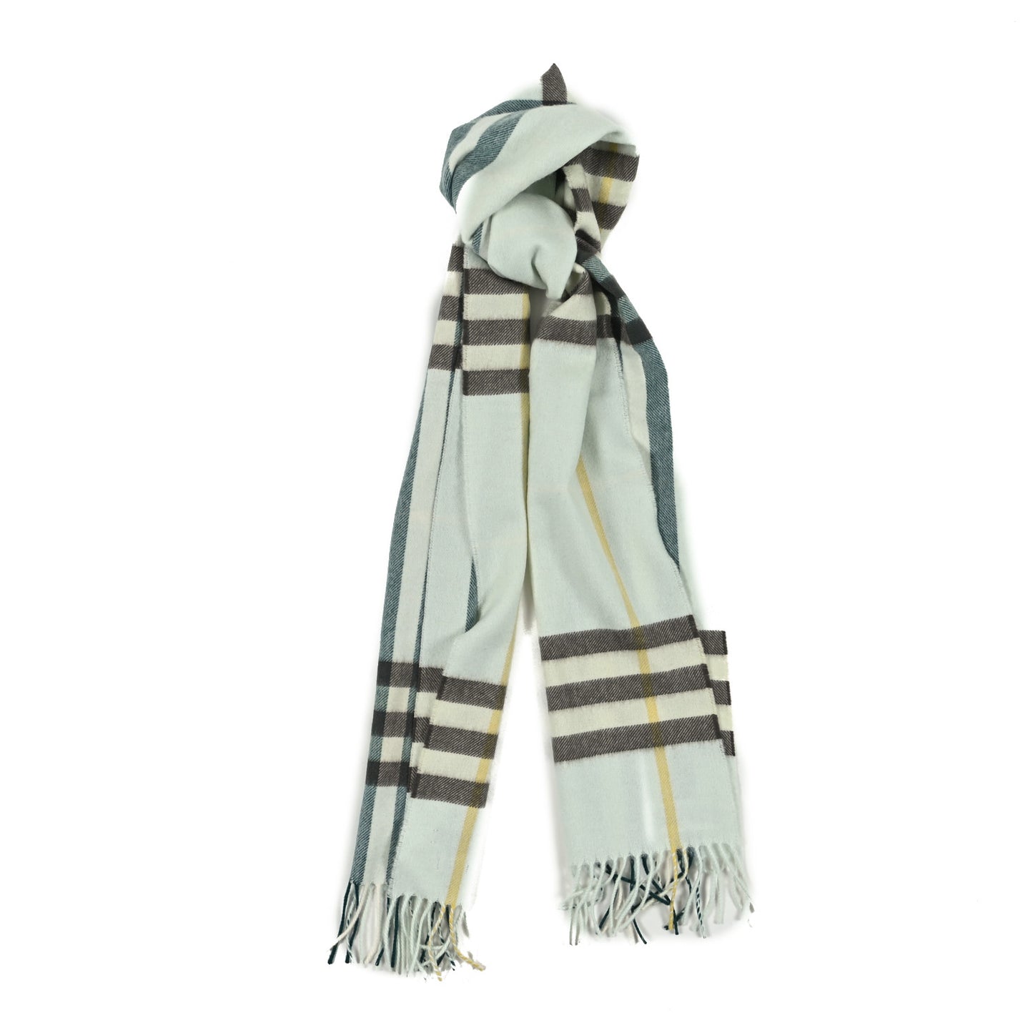 Cashmere Contrast Check Fringe Scarf Breeze