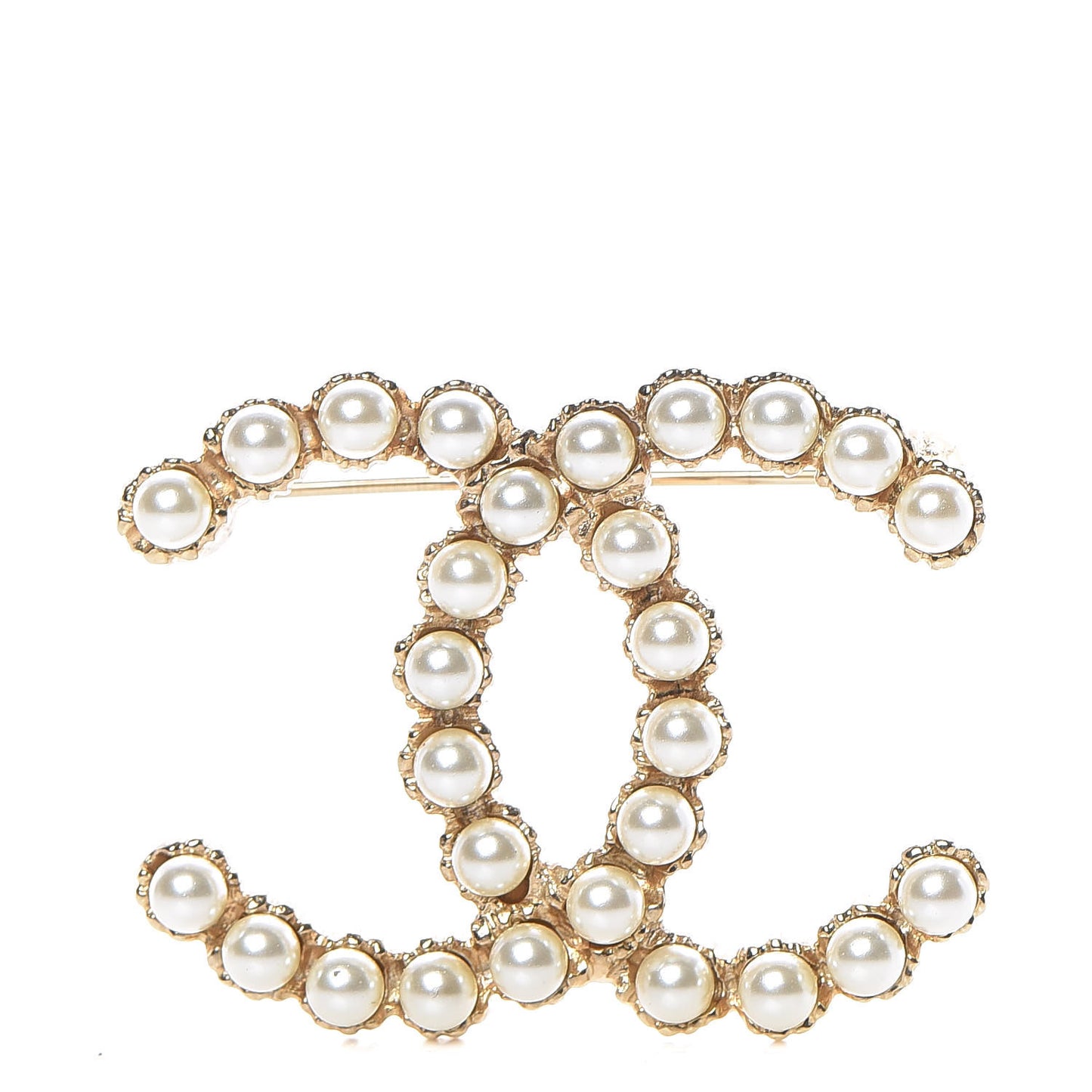 Pearl CC Brooch Pin Gold