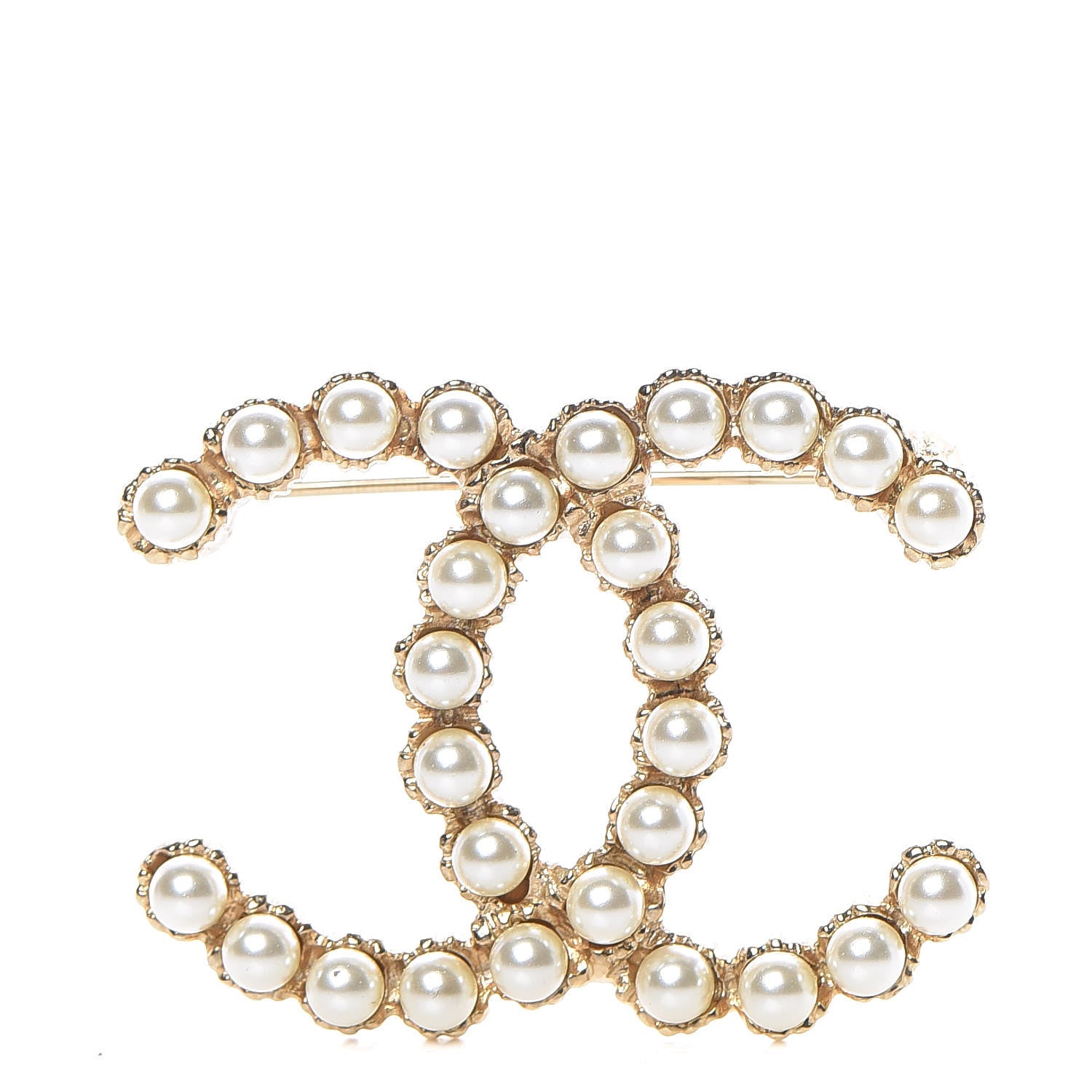 Chanel Pearl CC Brooch Pin Gold 1 of 5