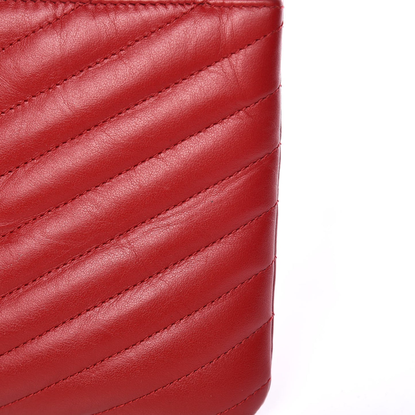 Calfskin Matelasse Chevron Monogram Pouch Red
