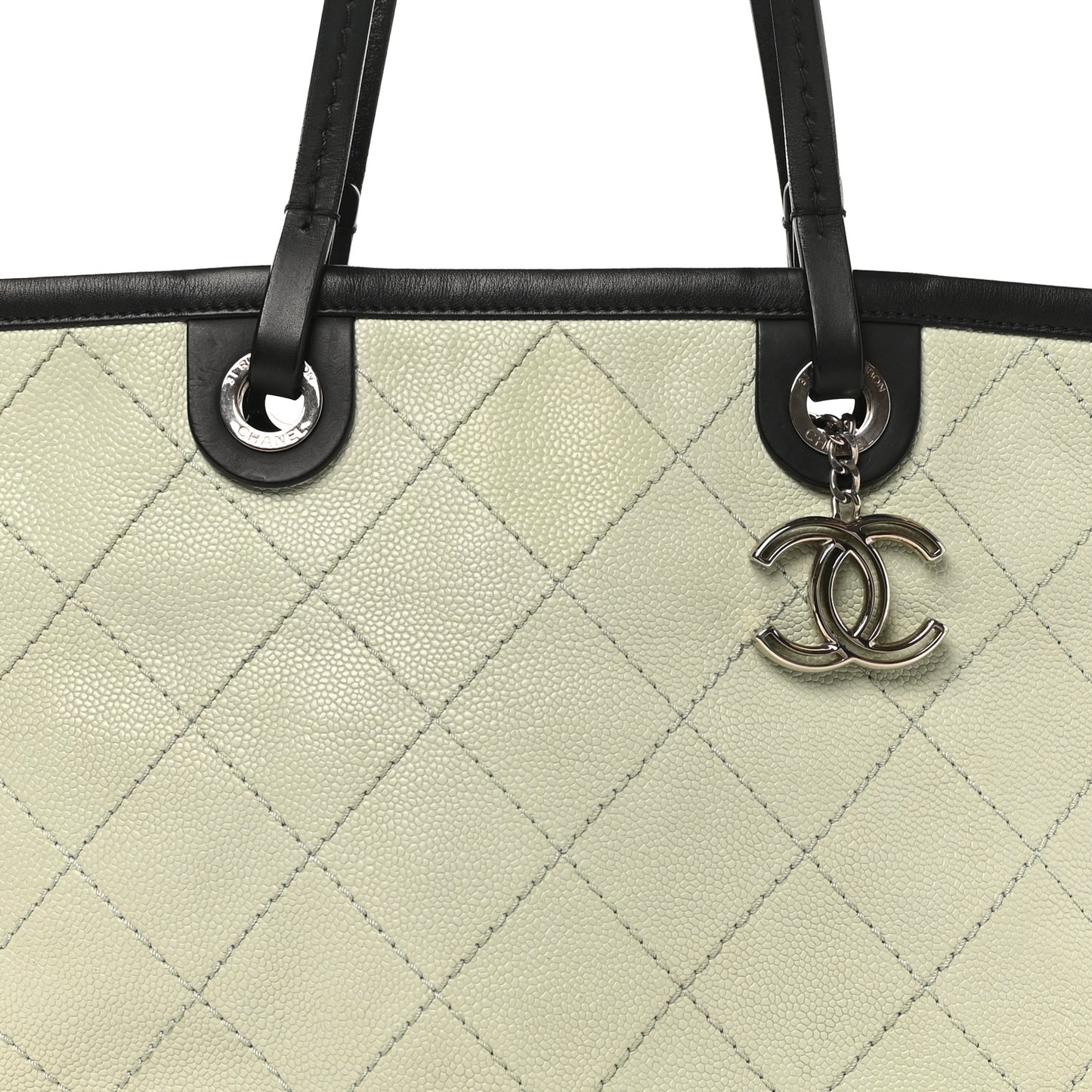 Grained Calfskin Shopping Fever Tote Green