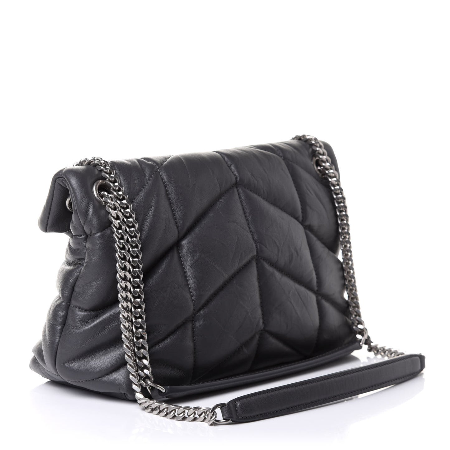 Lambskin Quilted Small Loulou Puffer Monogram Chain Satchel Concrete