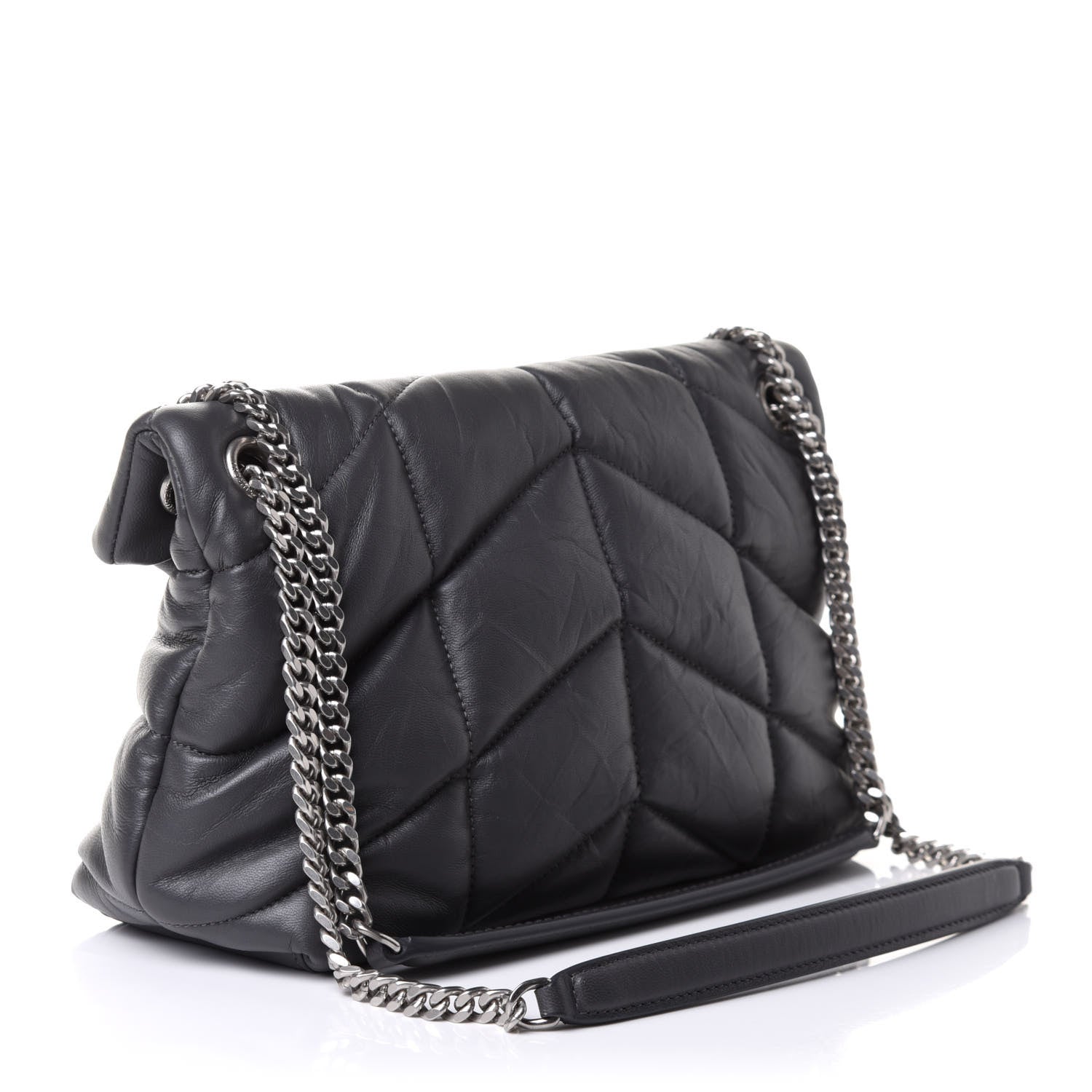 Saint Laurent Lambskin Quilted Small Loulou Puffer Monogram Chain Satchel Concrete 2 of 9