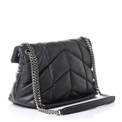 Saint Laurent Lambskin Quilted Small Loulou Puffer Monogram Chain Satchel Concrete 2 of 9