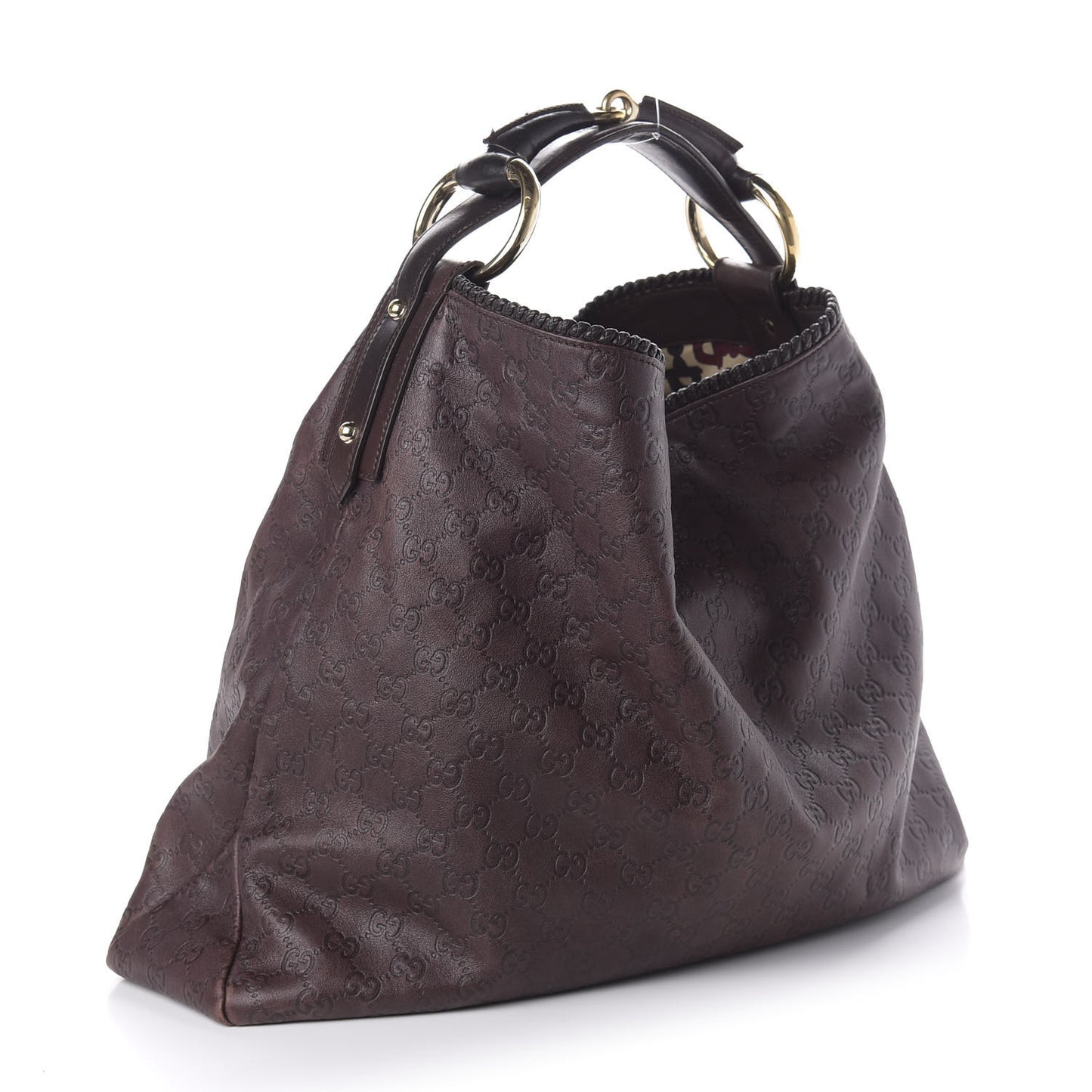 Guccissima Large Horsebit Chain Hobo Chocolate