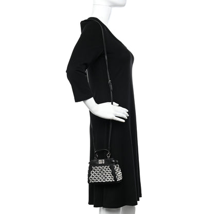 Fendi Satin Crystal Shiny Nappa Embroidered Micro Peekaboo Iconic Satchel Black Crystal 2 of 9