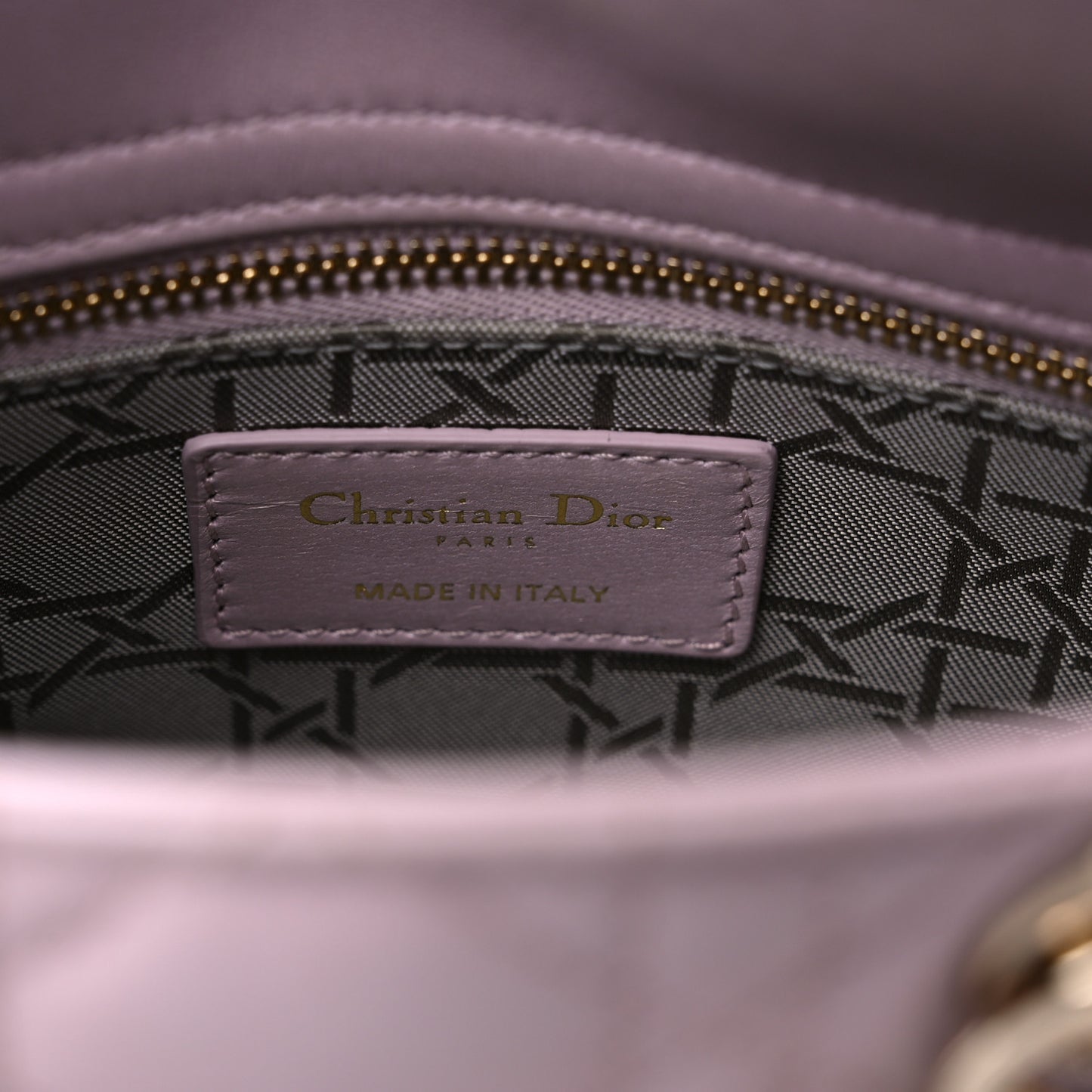 Metallic Lambskin Cannage Mini Lady Dior Lotus
