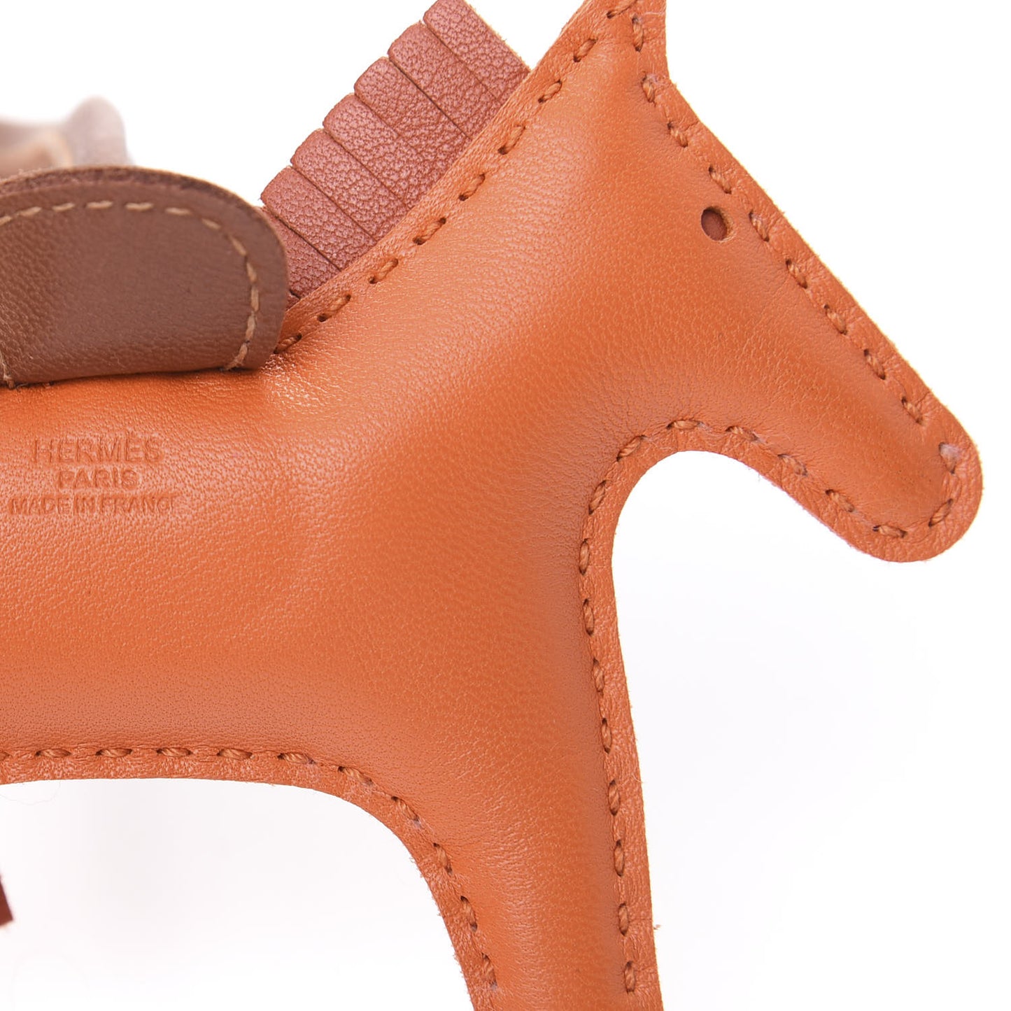 Milo Lambskin Grigri Rodeo Horse Bag Charm PM Feu Cornaline Fauve