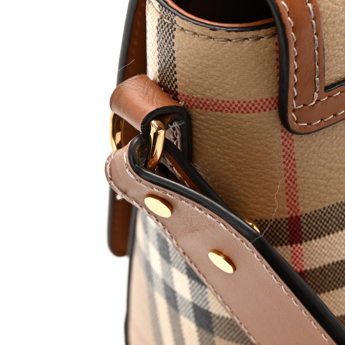 Coated Canvas Calfskin Vintage Check Medium Note Crossbody Bag Briar Brown