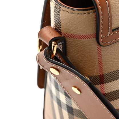 Burberry Coated Canvas Calfskin Vintage Check Medium Note Crossbody Bag Briar Brown 11 of 16