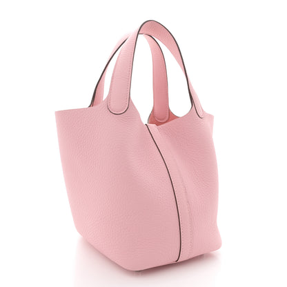 Hermes Taurillon Clemence Picotin Lock 18 PM Rose Sakura 3 of 12