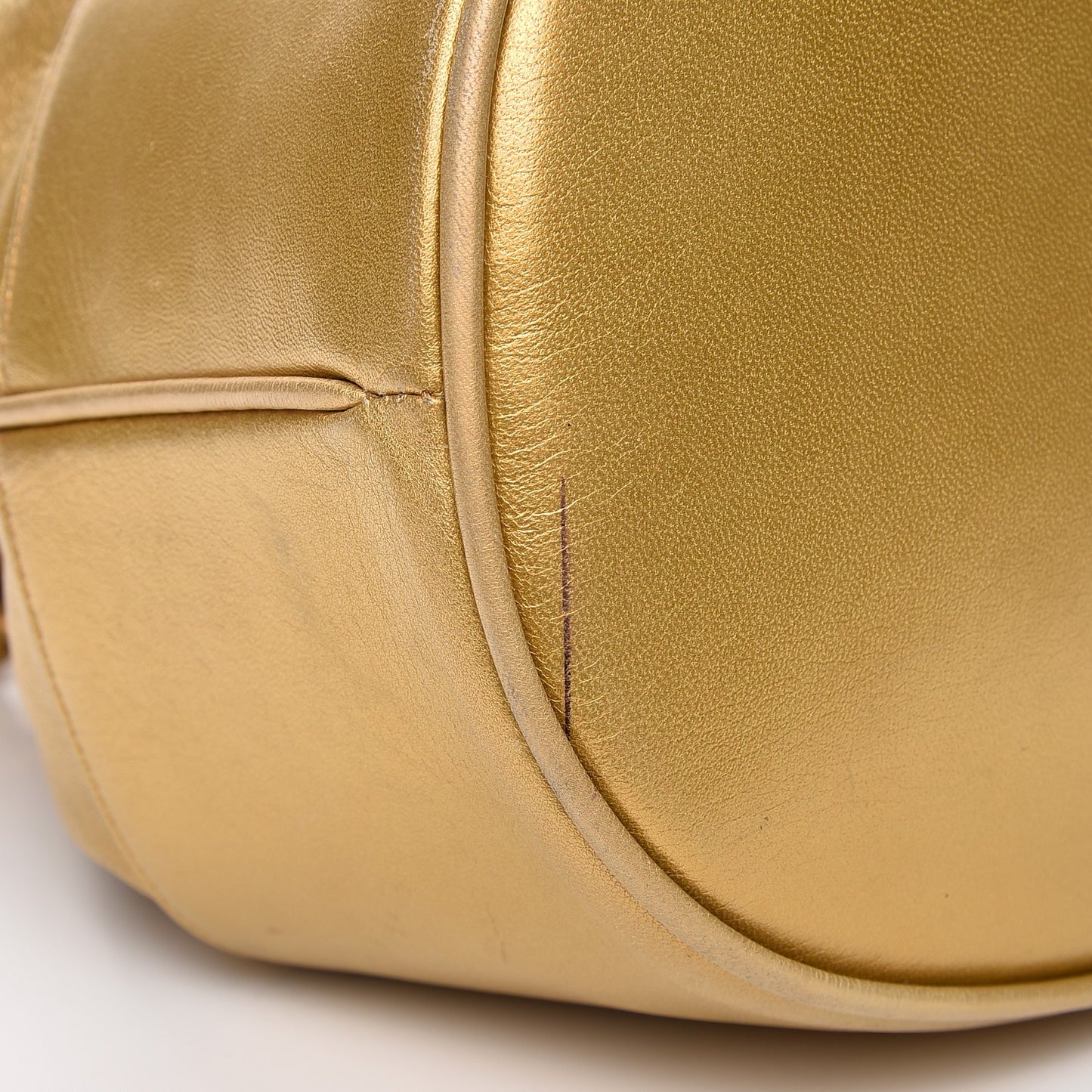 Metallic Lambskin CC Drawstring Shoulder Bag Gold