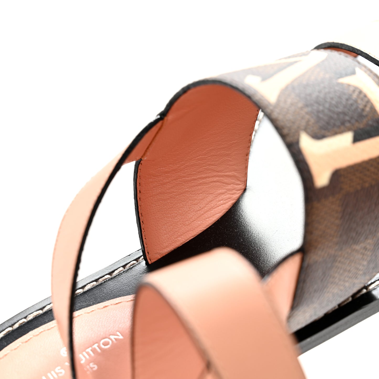 Calfskin Damier Ebene Passenger Flat Sandals 37.5 Venus Pink