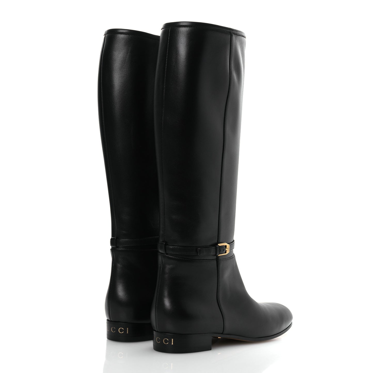 Calfskin Knee High Boots 39.5 Black