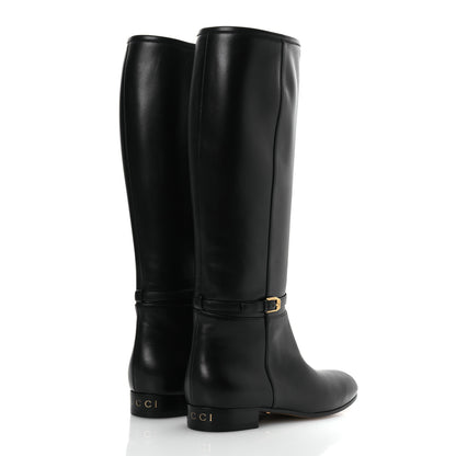 Gucci Calfskin Knee High Boots 39.5 Black 5 of 14