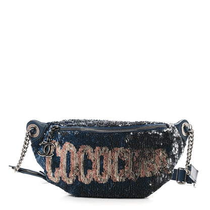 Chanel Sequin Coco Cuba Waist Bag Fanny Pack Blue Pink 1 of 11
