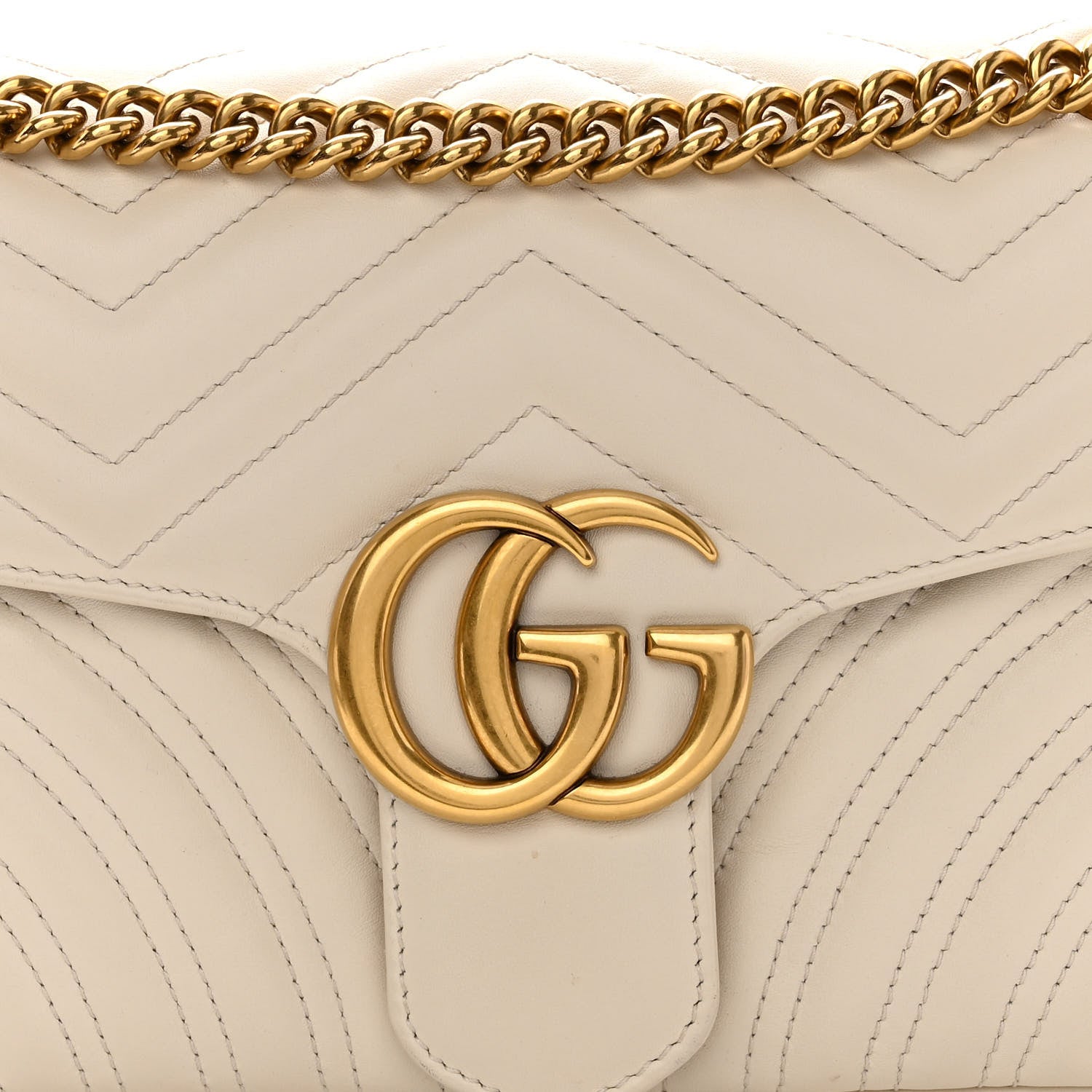 Gucci Calfskin Matelasse Small GG Marmont Shoulder Bag White 7 of 10