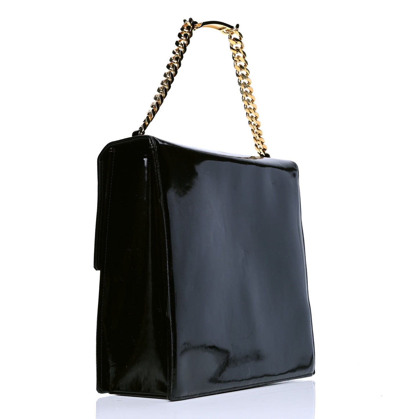 Lambskin Patent CC Flap Bag Black