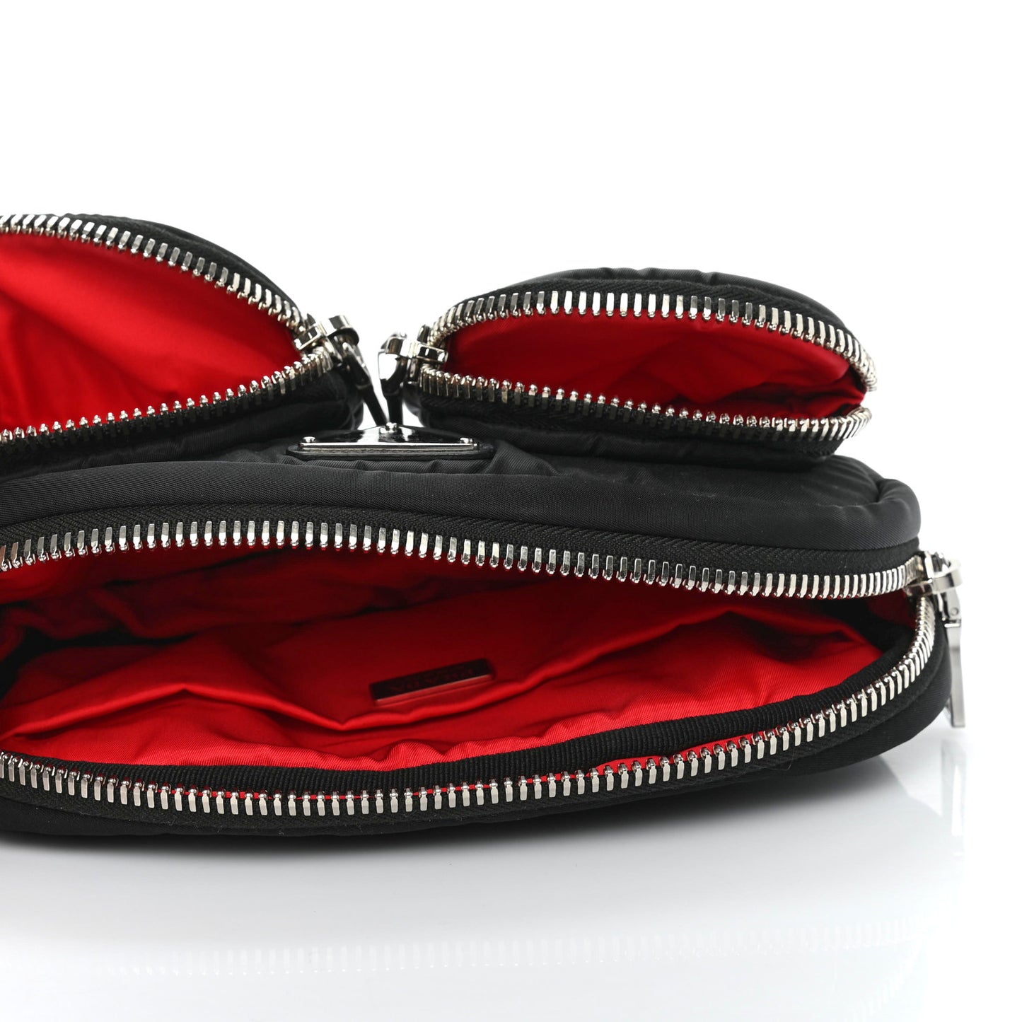 Tessuto Nylon Double Pocket Wristlet Pouch Black Fuoco