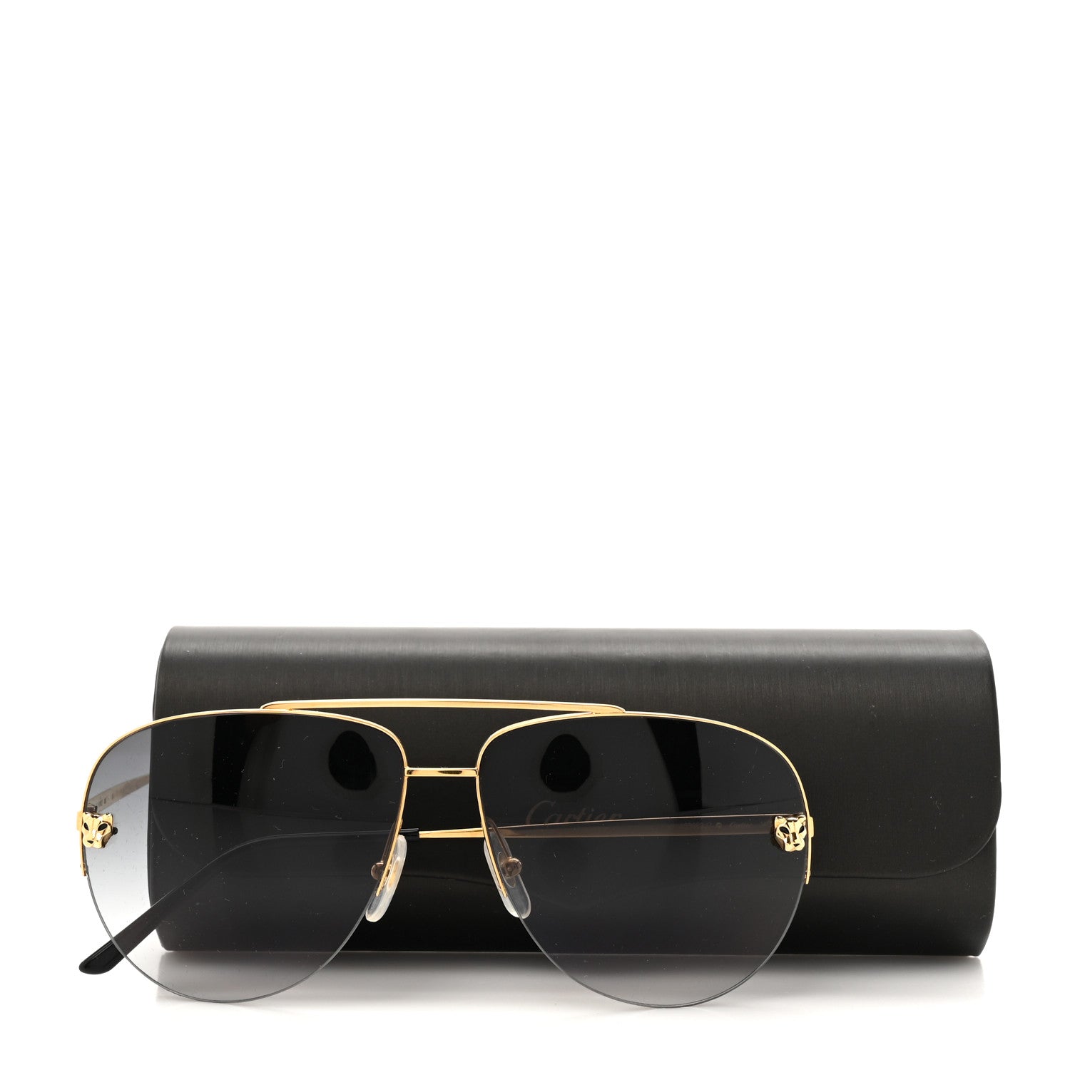 Cartier Santos de Cartier Aviator Sunglasses CT0065S Gold Black 8 of 8