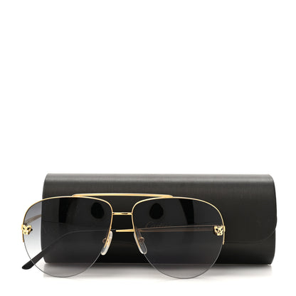 Cartier Santos de Cartier Aviator Sunglasses CT0065S Gold Black 8 of 8