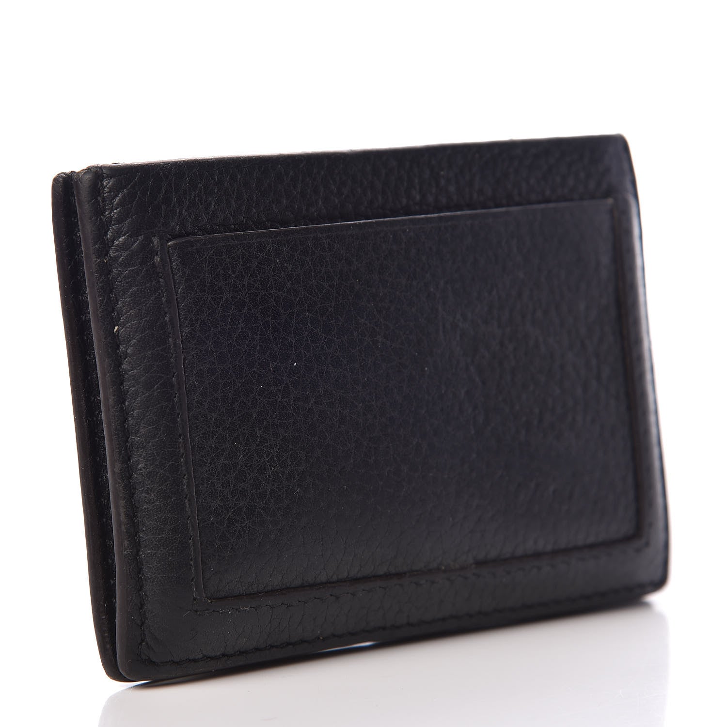 Celine Drummed Calfskin Gusset Card Holder Black 3 of 13