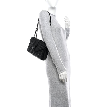 Saint Laurent Grain De Poudre Textured Mixed Matelasse Triquilt Medium Monogram Monochrome Satchel Black 2 of 9