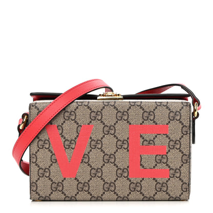 Gucci GG Supreme Monogram Moon Calfskin Love Valentines Day Padlock Case Beige Ebony New Geranium 1 of 12