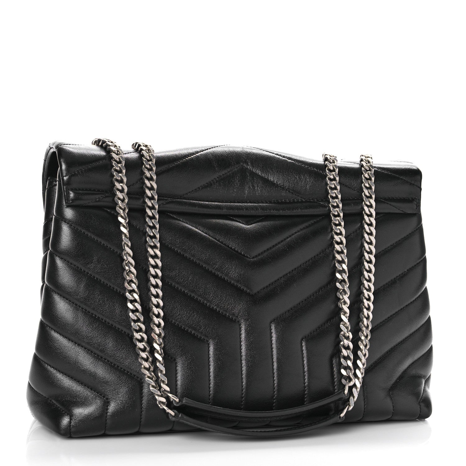 Saint Laurent Calfskin Y Quilted Monogram Medium Loulou Chain Satchel Black 3 of 10