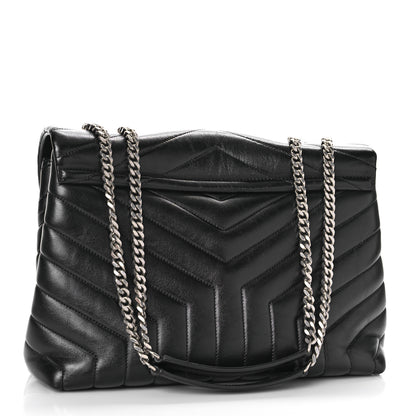 Saint Laurent Calfskin Y Quilted Monogram Medium Loulou Chain Satchel Black 3 of 10