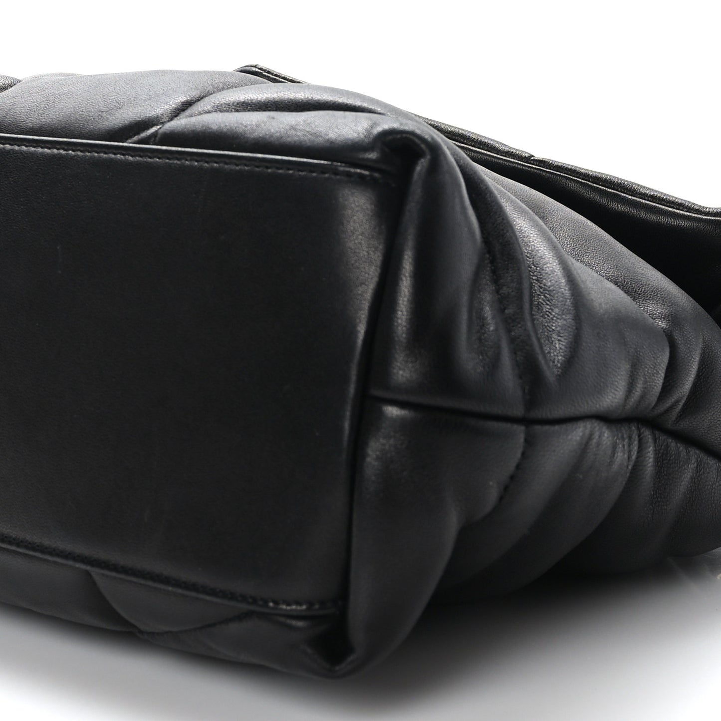 Lambskin Quilted Tri-Metal Medium Loulou Puffer Monogram Chain Satchel Black