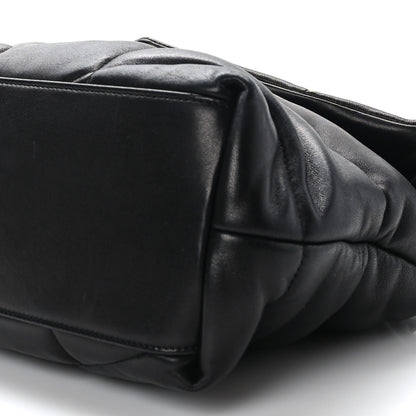 Saint Laurent Lambskin Quilted Tri-Metal Medium Loulou Puffer Monogram Chain Satchel Black 9 of 9