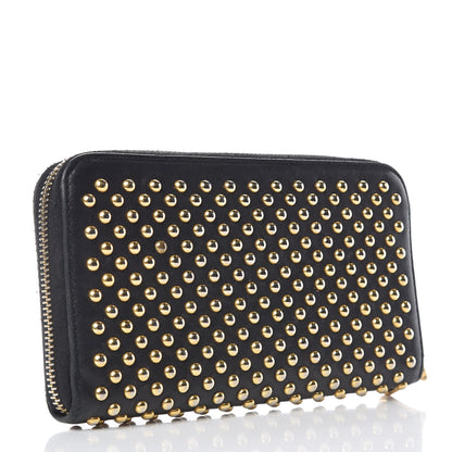 Miu Miu Nappa Metal Studded Zip Around Wallet Black 3 of 8
