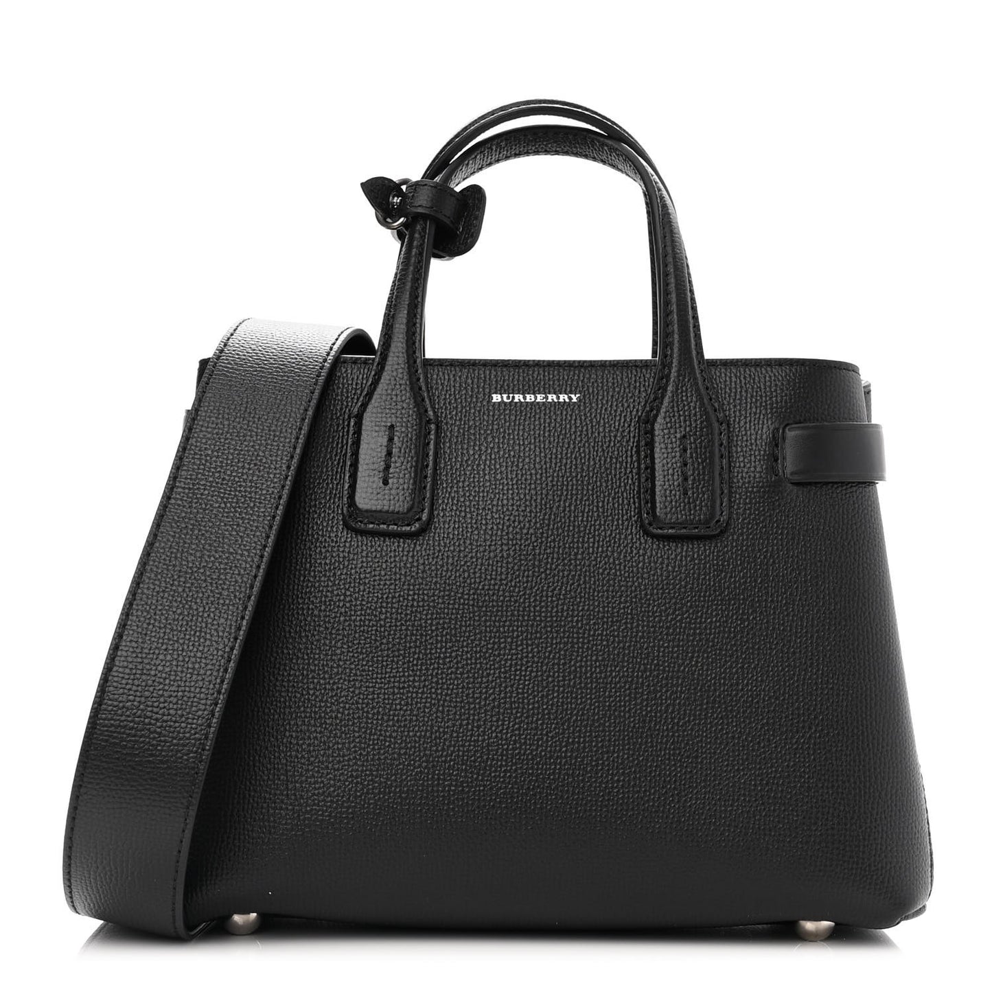 Grainy Calfskin House Check Small Banner Tote Black