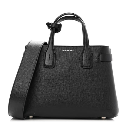Burberry Grainy Calfskin House Check Small Banner Tote Black 1 of 9