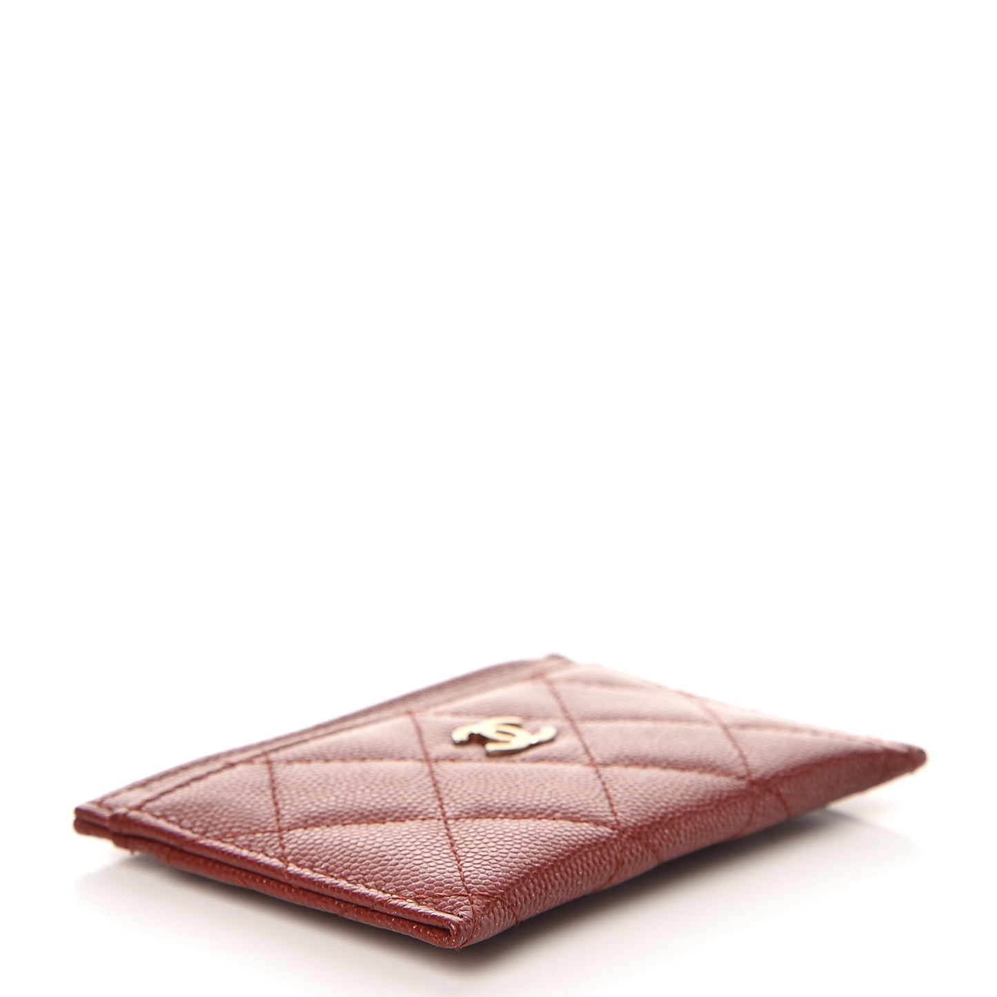 Caviar Quilted Card Holder Dark Red