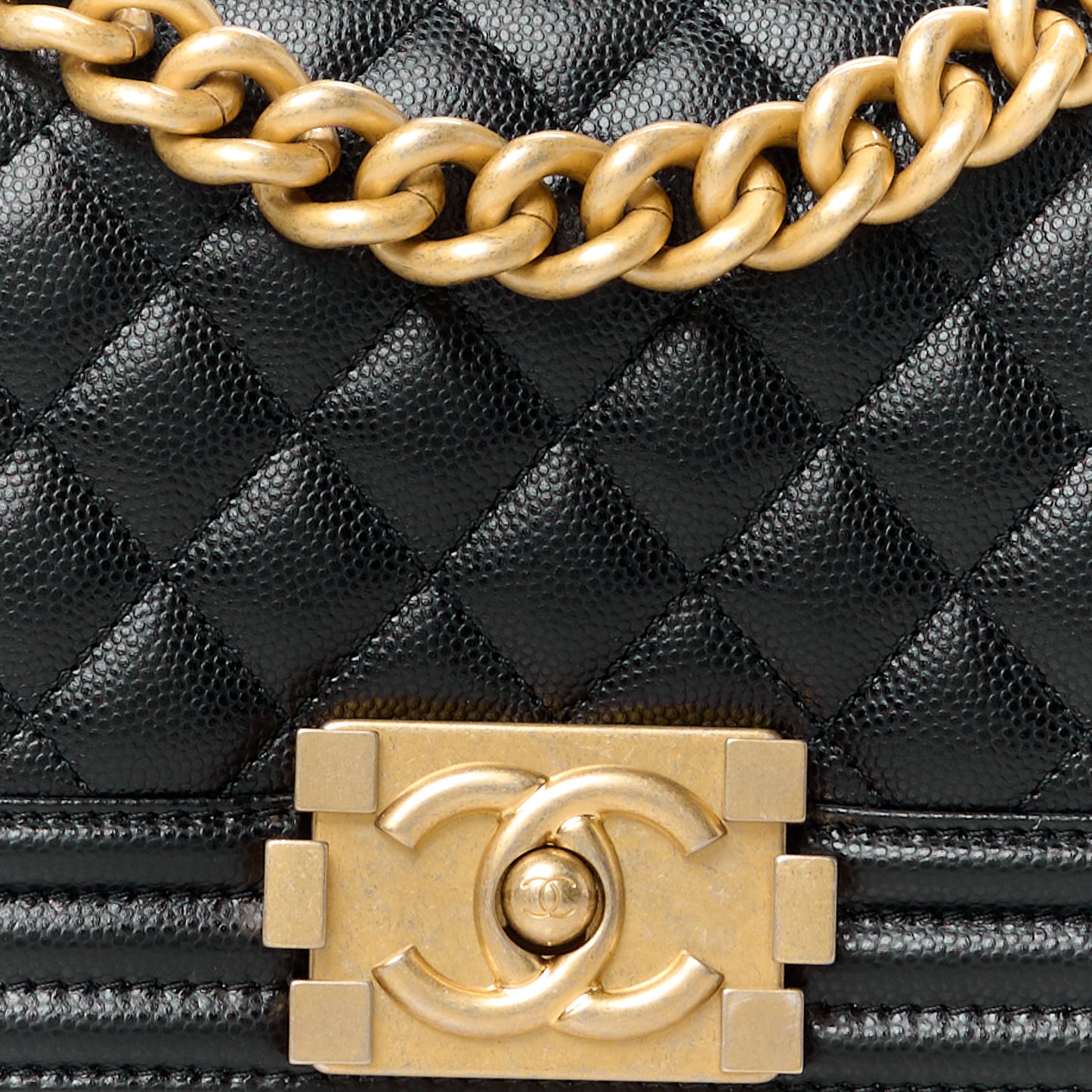 Caviar Quilted Small Boy Flap Black