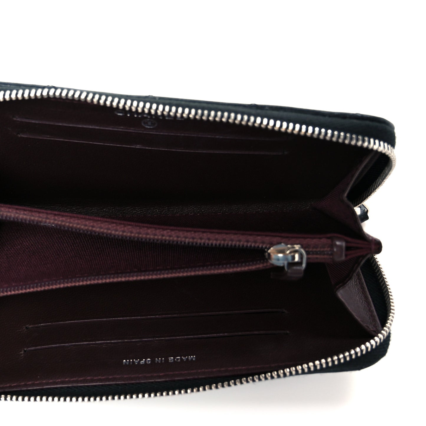 Lambskin Quilted Medium Zip Around Wallet Black