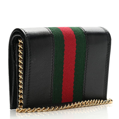 Gucci Calfskin Web Rajah Chain Card Case Wallet Black 2 of 7