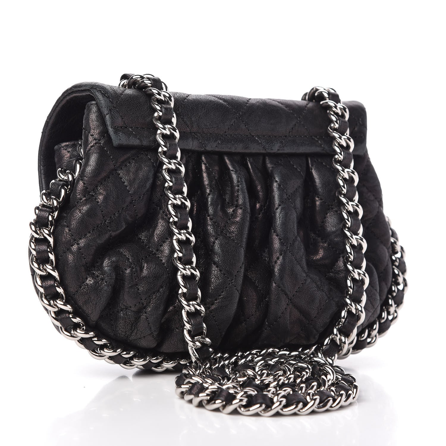 Chanel Metallic Washed Lambskin Quilted Mini Chain Around Flap Black 3 of 10