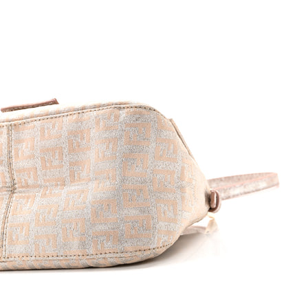 Fendi Metallic Jacquard Zucchino Suede Mini Mama Baguette Cipria Argento Grigio 9 of 9