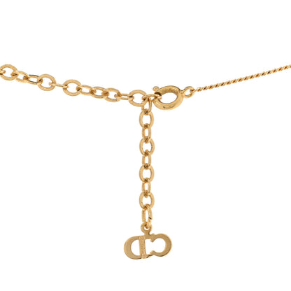 Christian Dior Metal Crystal CD Necklace Gold 5 of 7