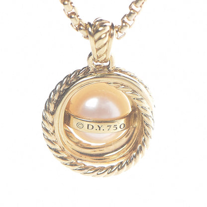 David Yurman Sterling Silver Diamond Pearl 8mm Crossover Pendant Necklace 4 of 10