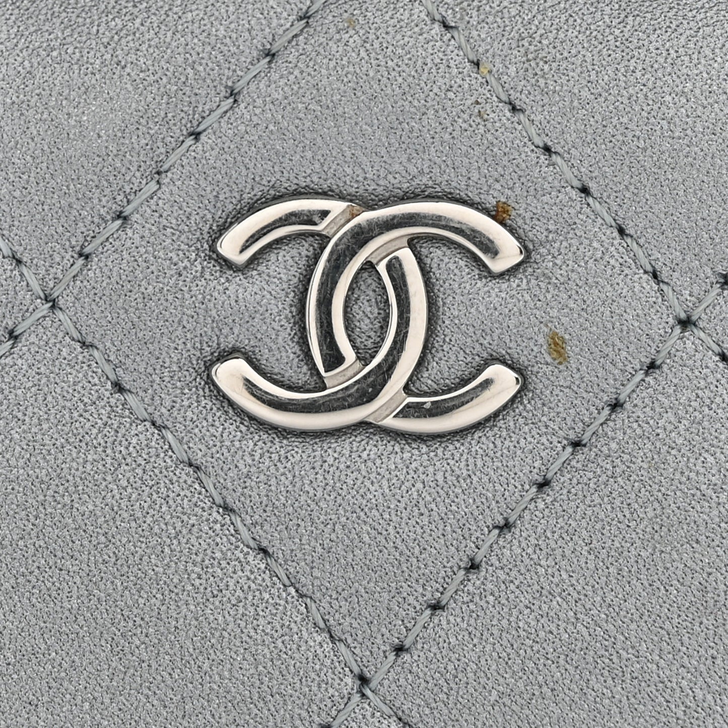 Metallic Lambskin Quilted Zip Around Coin Purse Wallet Silver