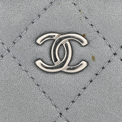 Chanel Metallic Lambskin Quilted Zip Around Coin Purse Wallet Silver 8 of 11